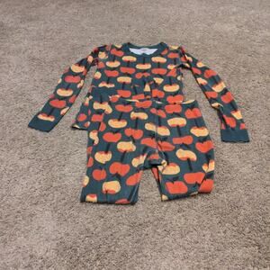 Hanna Andersson Pajama Set Candy Caramel Red Apple Green 150 US 12 Cotton